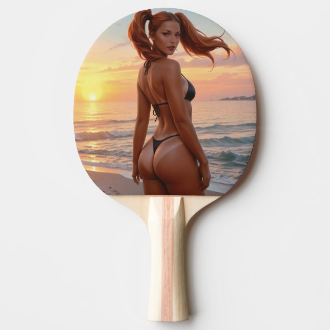 RAQUETTE DE PING PONG FILLE EN BIKINI BRONZAGE (Devant)