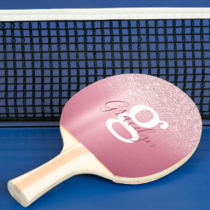 Raquette De Ping Pong Fille Glam Rose Parties scintillant rose Monogramm