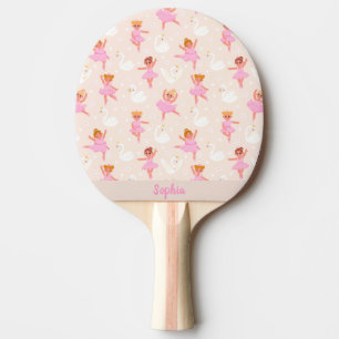 Raquette De Ping Pong Fille mignonne rose Ballerina Motif Nom personnali