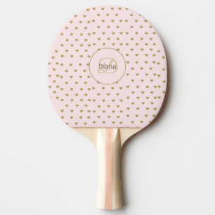 Raquette De Ping Pong Fille Monogramme Cool rose avec nom