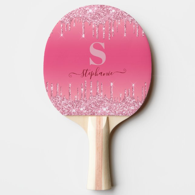Raquette De Ping Pong Fille rose étincelle Parties scintillant Monogramm (Dos)