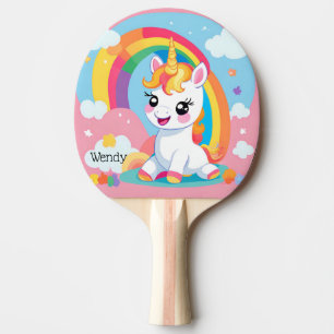 Raquette De Ping Pong Fille's mignon Unicorn arc-en-ciel Nom personnalis