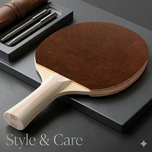 Raquette De Ping Pong Finition Texture Cuir Brun Élégant