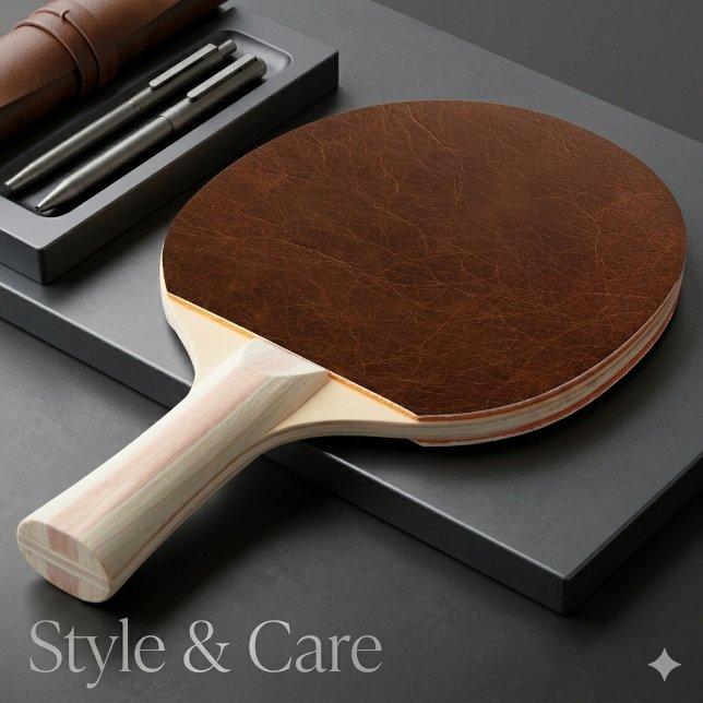 Raquette De Ping Pong Finition Texture Cuir Brun Élégant (Elegant Brown Leather Finish Texture Ping Pong Paddle)