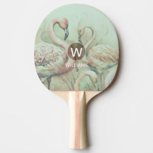 Raquette De Ping Pong Flamant rose Monogramme personnalisé