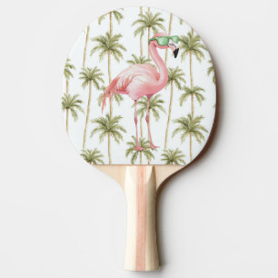 Raquette De Ping Pong Flamant rose rose avec lunettes de soleil Grandes 