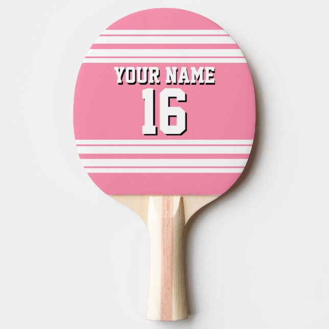 Raquette De Ping Pong Flamant rose Rose White Team Jersey Numéro personn (Devant)