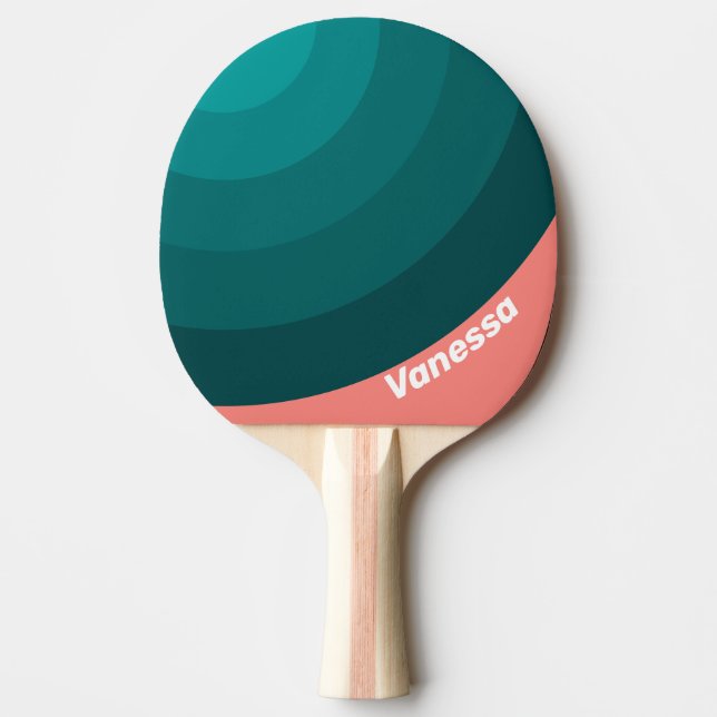 Raquette De Ping Pong Flamingo Aqua Cercle Rayé avec Nom (Devant)