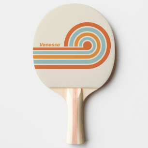 Raquette De Ping Pong Fleur de désert vintage Boucles et rayures avec no