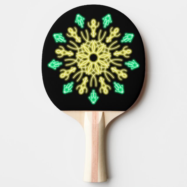Raquette De Ping Pong Fleur de néon jaune et vert (Devant)