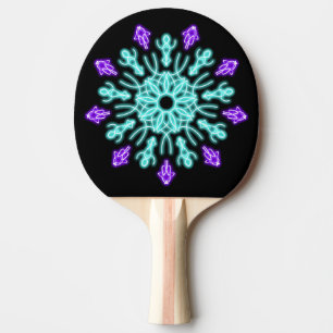 Raquette De Ping Pong Fleur de néon pourpre et turquose