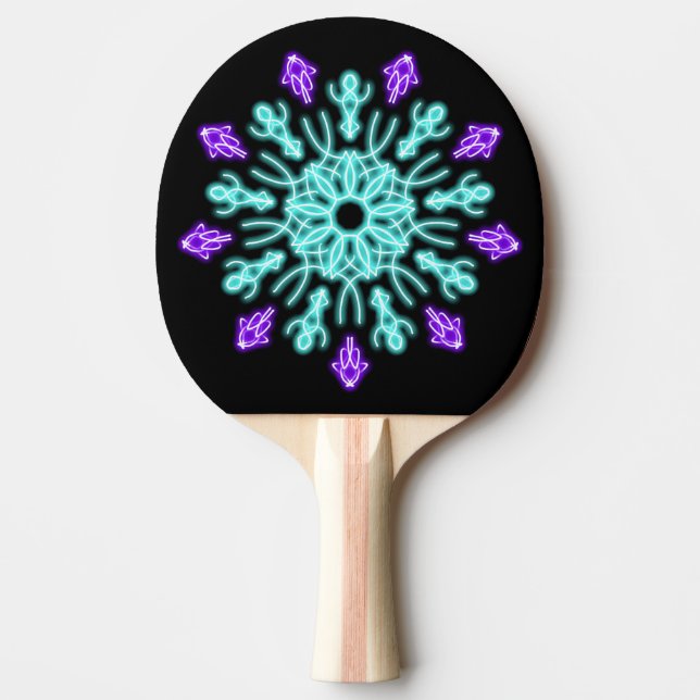 Raquette De Ping Pong Fleur de néon pourpre et turquose (Devant)