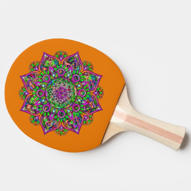Raquette De Ping Pong Fleur De Vie - Indien Mandala 1 (Côté)