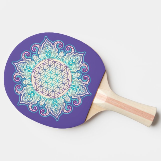 Raquette De Ping Pong Fleur De Vie - Indien Mandala 2 (Côté)