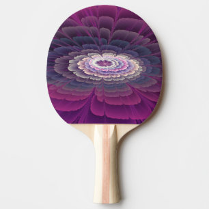 Raquette De Ping Pong Fleur frappante abstraite fractale couleur rose