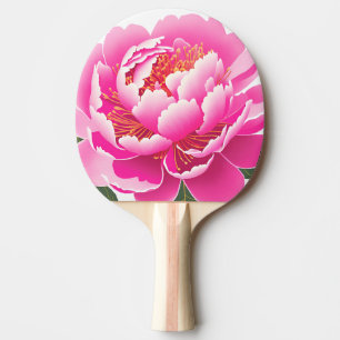 Raquette De Ping Pong Fleur rose aquarelle peinte