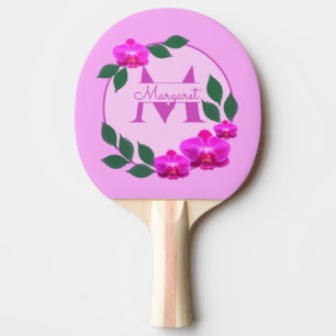 Raquette De Ping Pong Fleur rose vintage nom personnalisé initial