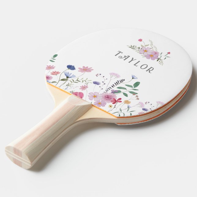 Raquette De Ping Pong fleur sauvage nom girly (Devant Angle)