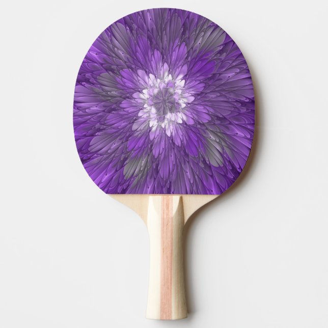 Raquette De Ping Pong Fleur Violette Psychedélique Art Fractal Abstrait (Devant)