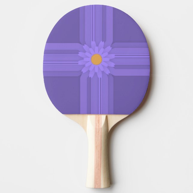 Raquette De Ping Pong Fleur Violette Simple sur Croix Moderne (Devant)