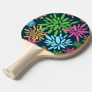 Raquette De Ping Pong Fleurs Abstraites colorées Feux d'artifice Ping Po