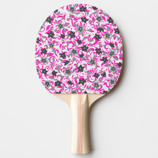 Raquette De Ping Pong Fleurs abstraites rose pâle et gris blanc