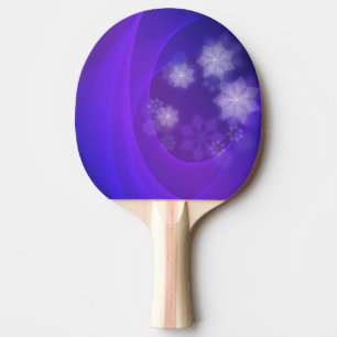 Raquette De Ping Pong Fleurs Abstraites sur Arrière - plan Indigo plié