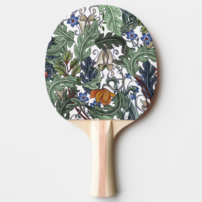 Raquette De Ping Pong Fleurs, art déco, moderne, sans soudure. (Devant)