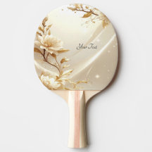 Raquette de ping pong Fleurs Blanches et Dorées