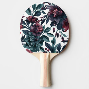 Raquette De Ping Pong Fleurs Botaniques Aquarelles Maussades Florales