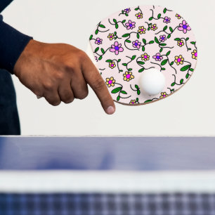 Raquette De Ping Pong Fleurs colorées, Motif Floral, Verdure, Boho