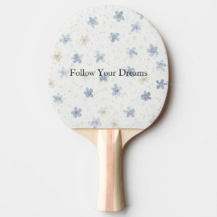 Raquette De Ping Pong Fleurs Crème Bleu Chic