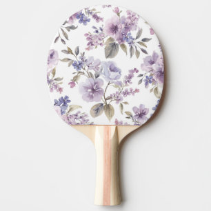 Raquette De Ping Pong Fleurs de Lavande Aquarelle Botanique Violette