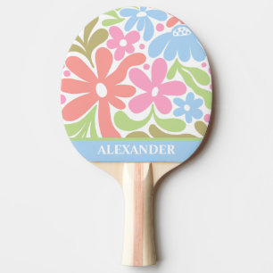 Raquette De Ping Pong Fleurs de marguerite abstraites colorées personnal