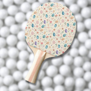 Raquette De Ping Pong Fleurs de Pâques aquarelle vintage feuilles œufs