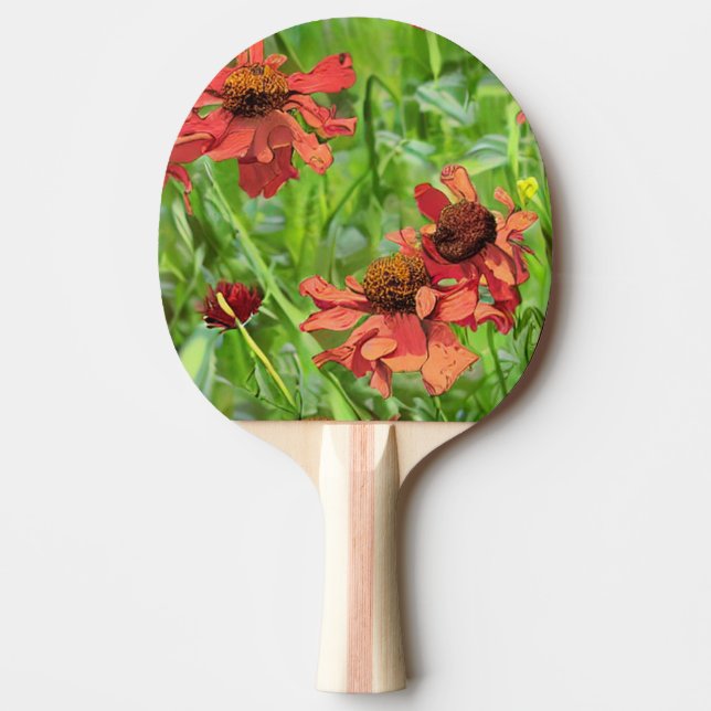 RAQUETTE DE PING PONG FLEURS DE RUDBECKIA ROUGES (Devant)
