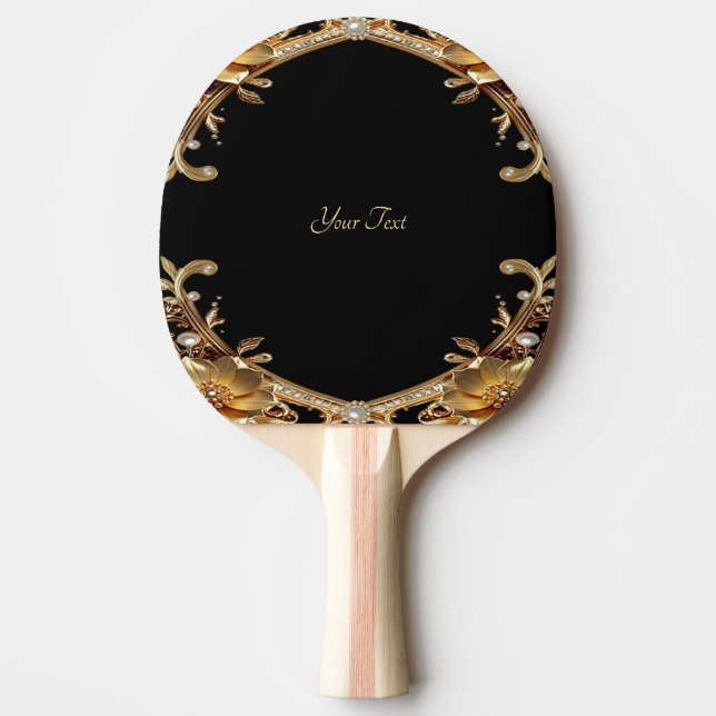 Raquette de ping pong Fleurs Décoratives Dorées (Devant)