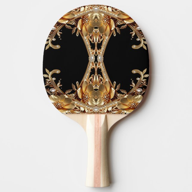 Raquette de ping pong Fleurs Décoratives Dorées (Devant)