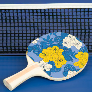 Raquette De Ping Pong Fleurs et feuilles d'hibiscus  