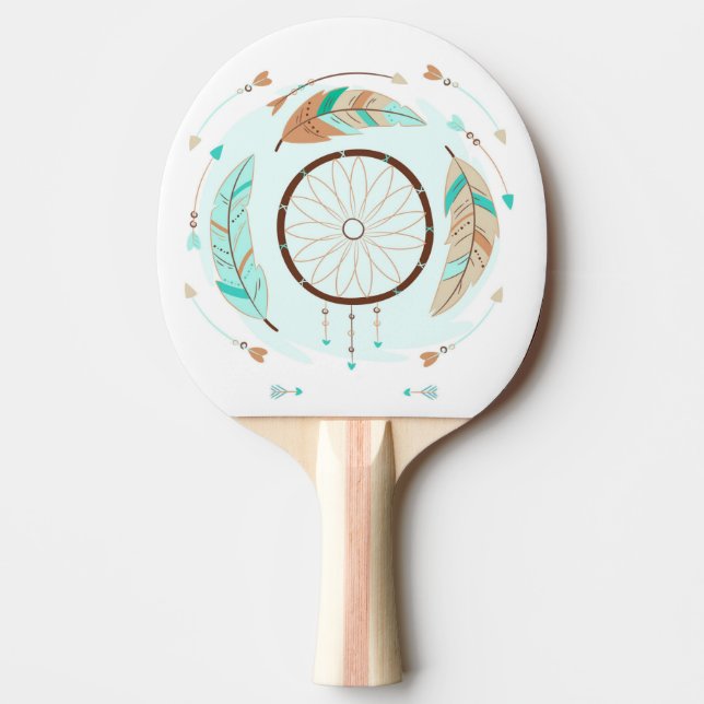 Raquette De Ping Pong Fleurs et flèches de style bohème Ping Paddle (Devant)