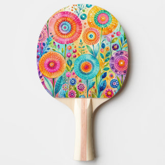 Raquette De Ping Pong Fleurs Fantaisistes
