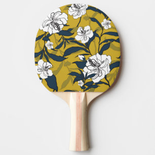 Raquette De Ping Pong Fleurs florissantes : Vintage Jaune sans couture.