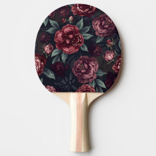 Raquette De Ping Pong Fleurs lunatiques motif aquarelle rouge foncé