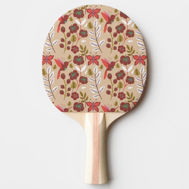 Raquette De Ping Pong Fleurs motifs florales sans soudure, oiseaux, papi (Devant)