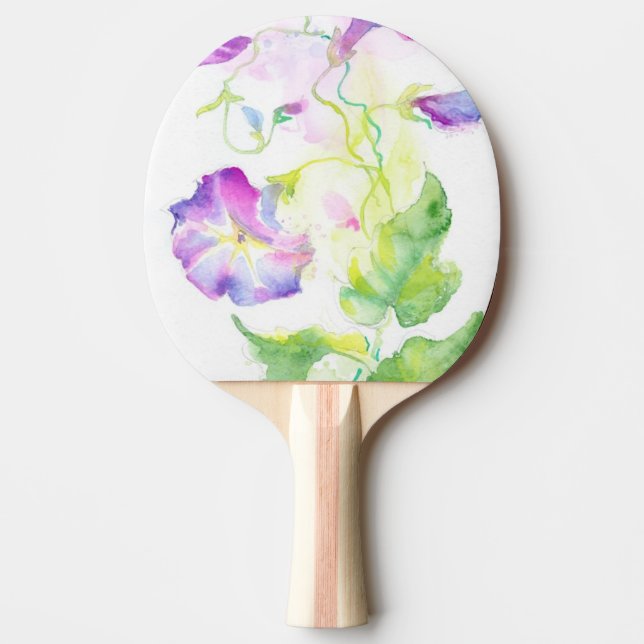 Raquette De Ping Pong Fleurs peintes de convolvule d'aquarelle (Devant)