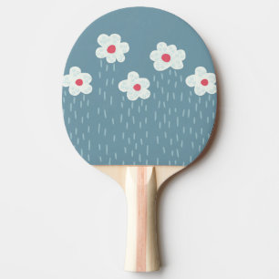Raquette De Ping Pong Fleurs pluvieuses mignonnes de temps de nuages de