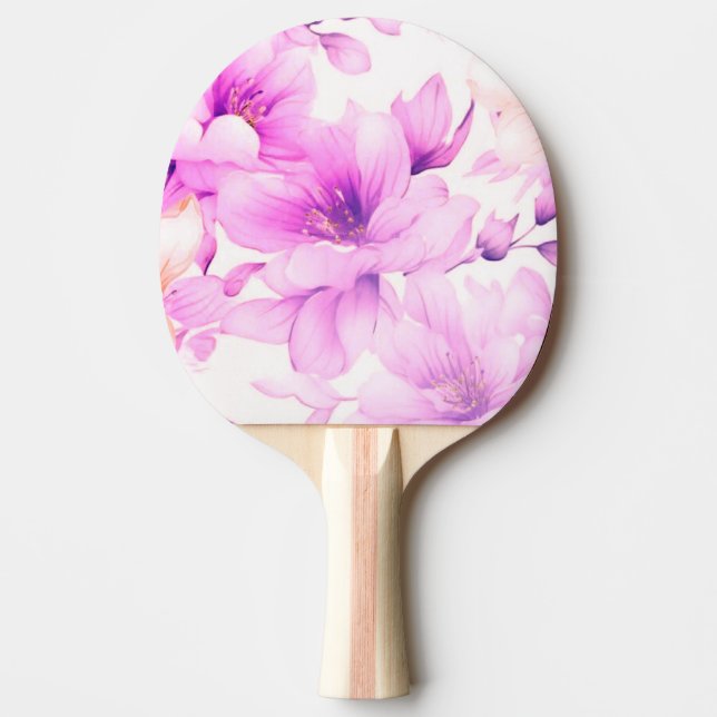 Raquette De Ping Pong Fleurs roses délicates à l'aquarelle  (Devant)