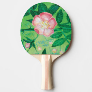 Raquette De Ping Pong Fleurs Roses roses et Feuilles verts illustrations