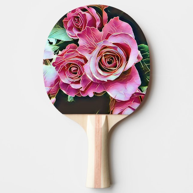 RAQUETTE DE PING PONG FLEURS ROSES ROSES ROSES ROSES (Devant)