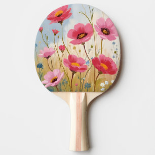 Raquette De Ping Pong Fleurs Rougissantes Fleur Rose Prairie Florale
